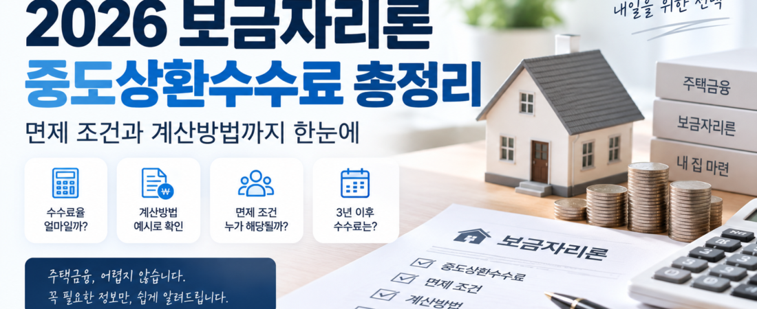 2026 보금자리론 중도상환수수료 총정리｜면제 조건과 계산방법
